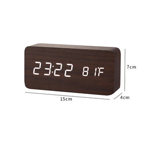 USB/AAA  Clocks LED Wooden Alarm Clock Watch Table Voice Control Digital Wood Despertador Electronic Desktop Table Decor