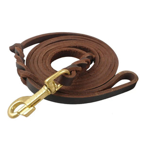 Genuine Leather Dog Leash Dogs Long Leashes Braided Pet Walking Training Leads Brown Black Colors For Medium Large Pet