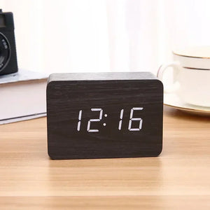 Fashion Alarm Clock LED Wooden Watch Table Voice Control Digital Wood Despertador USB/AAA Powered Electronic Desktop Clocks