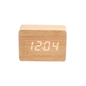 Fashion Alarm Clock LED Wooden Watch Table Voice Control Digital Wood Despertador USB/AAA Powered Electronic Desktop Clocks