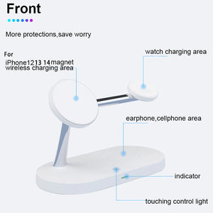 3 in 1 Wireless Charger Stand For iPhone 12 13 14 15 Magsafe Charger Airpods Pro Apple Watch 9 8 7 6 QI Fast Charging Station